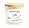 "To My Wonderful Caring Sister" Happy Birthday Soy Wax Candle – Heartfelt Gift & Home Decor (220g)