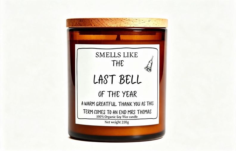 "Smells Like the Last Bell" – Personalized Teacher Appreciation Soy Candle (220g)