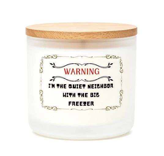 Warning i'm the quiet neighbour with the big freezer funny candle