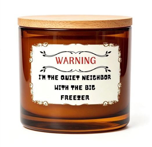 Warning i'm the quiet neighbour with the big freezer funny candle
