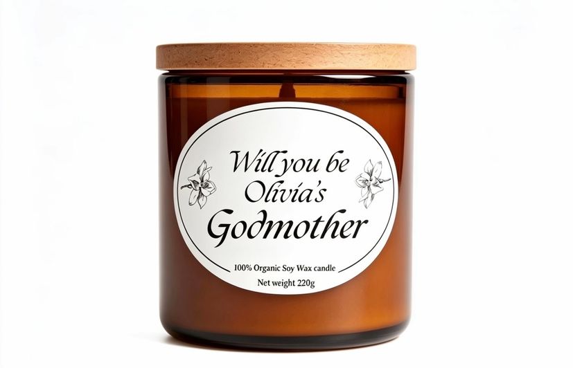 Will you be Olivia's Godmother candle gift