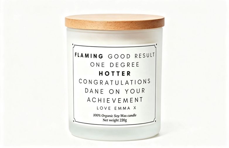 Flaming good result humour message