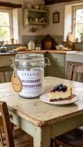 Blueberry cheesecake 120g heart shape wax melts with a wooden spoon