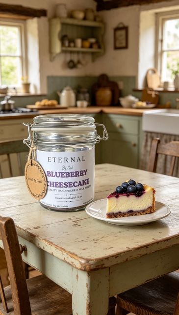 Blueberry cheesecake 120g heart shape wax melts with a wooden spoon