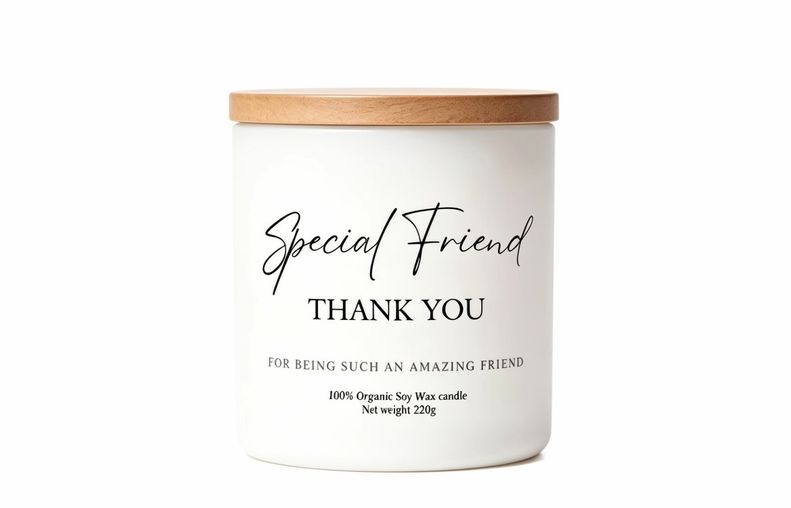 Special friend thank you personalised candle gift