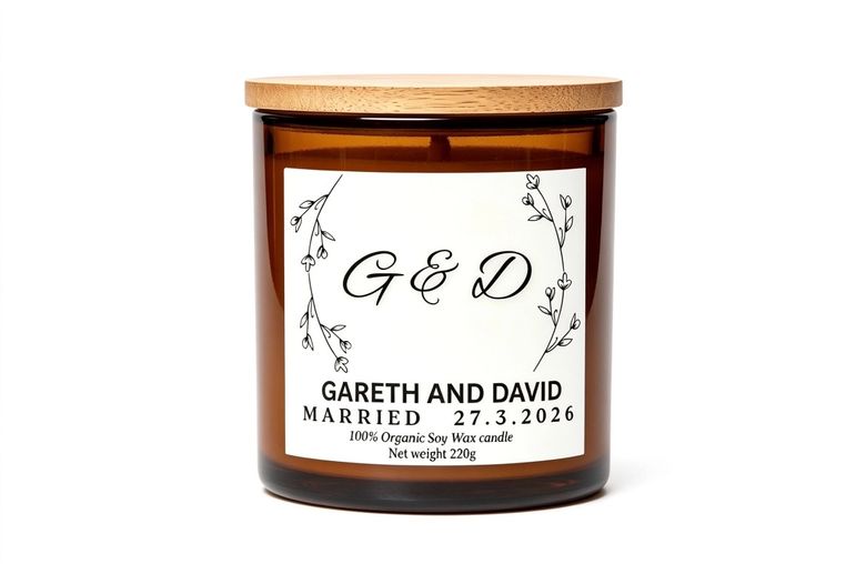 Wedding personalised candle gift