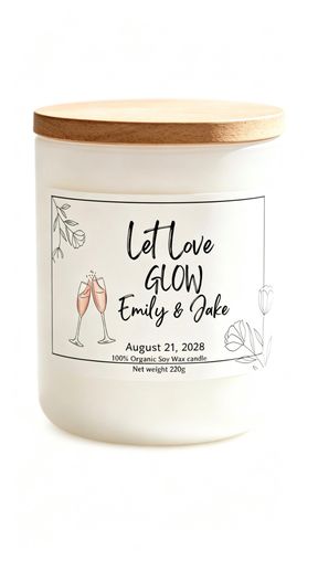 Let Love glow wedding congratulations personalised candle gift