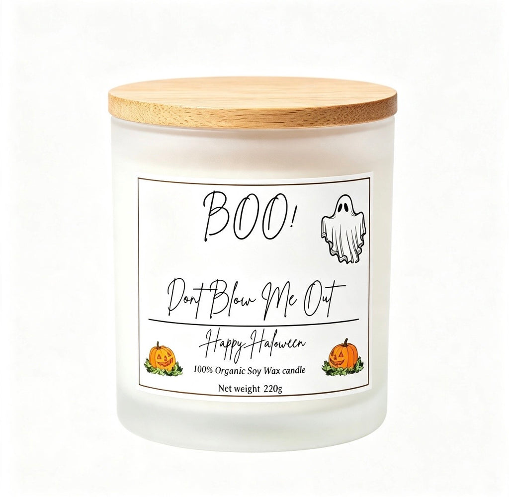 "Boo Don't Blow Me Out" Halloween Soy Wax Candle – Spooky & Sassy Home Decor Gift (220g)