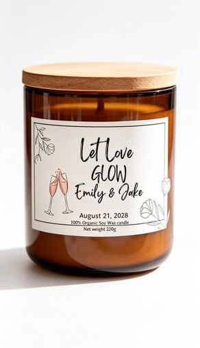 Let Love glow wedding congratulations personalised candle gift