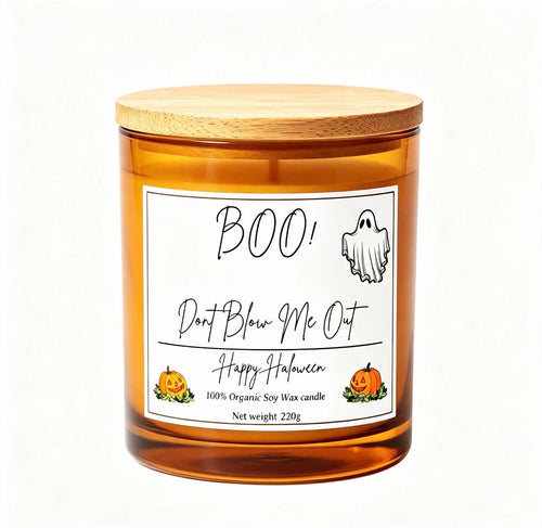 "Boo Don't Blow Me Out" Halloween Soy Wax Candle – Spooky & Sassy Home Decor Gift (220g)