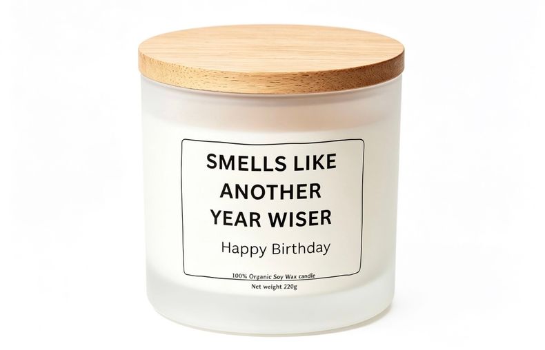 smells like another year wiser happy birthday funny personalised candle gift