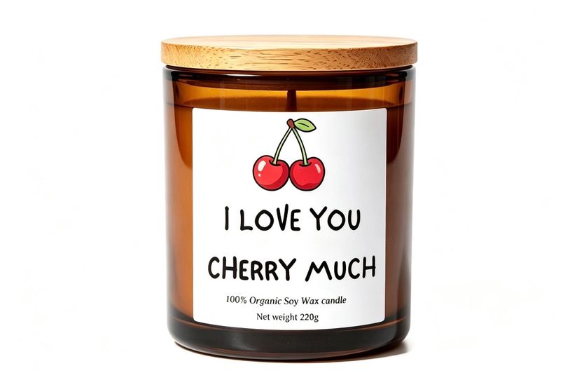 I love you cherry much romantic candle gift