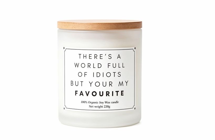 There's a world full of idiots but your my favourite funny candle gift
