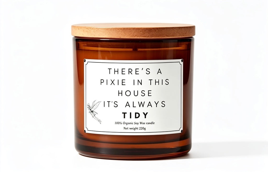 There's a Pixie in this house it's always tidy funny candle gift