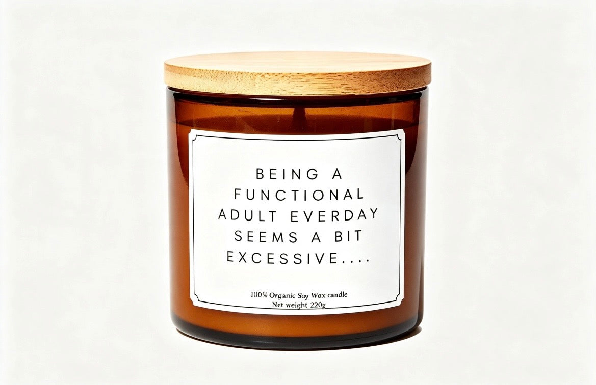 Being a Functional Adult Everyday Seems a Bit Excessive – Funny Soy Wax Candle | 220g Sarcastic Gift for Burnout & Chill Vibes