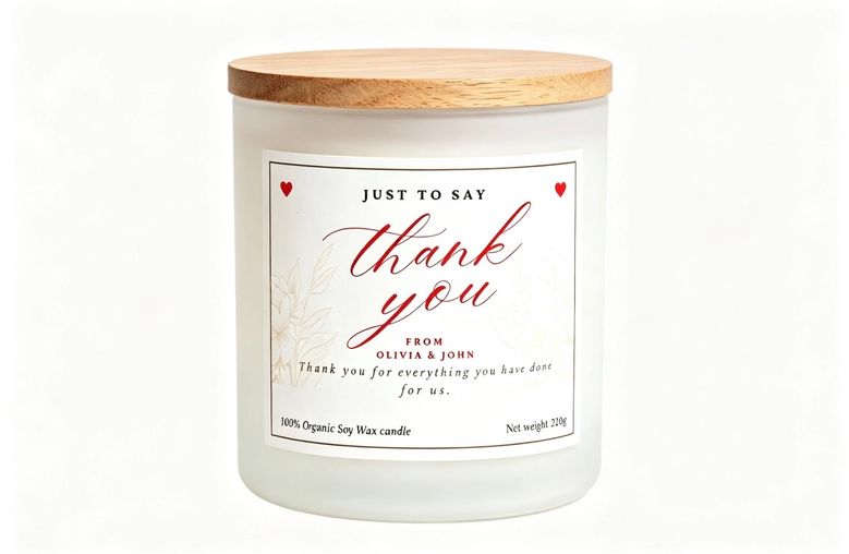 Just to say thank you personalisation candle gift
