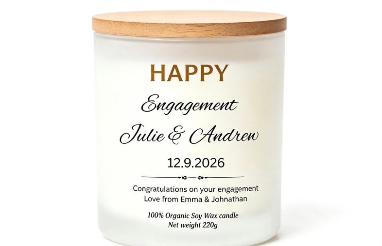 Happy engagement message personalised candle 220g Soy wax