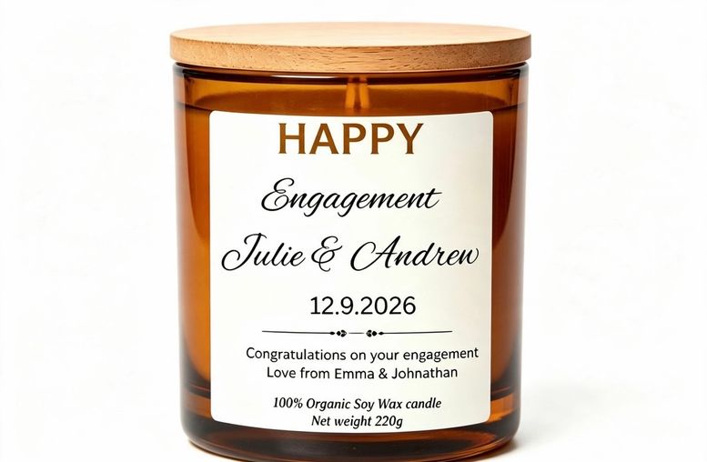 Happy engagement message personalised candle 220g Soy wax